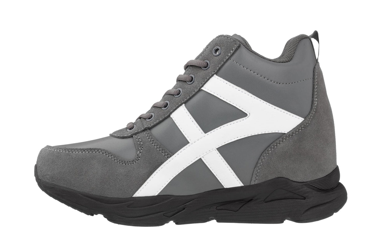 CALTO S22781 3.6-Inch Taller Grey/White Hiking Style Boots