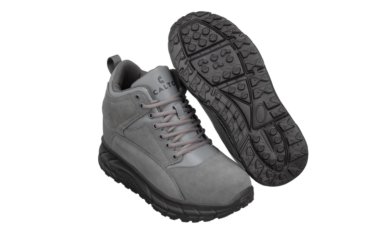CALTO S22800 4-Inch Taller Grey Hiking Style Boots
