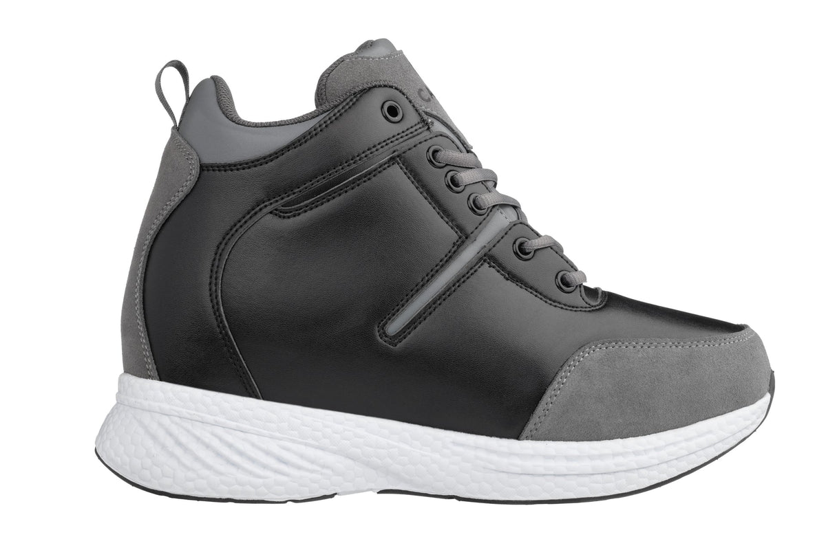CALTO S22817 3.6-Inch Taller Black/Grey High-Top Sneakers