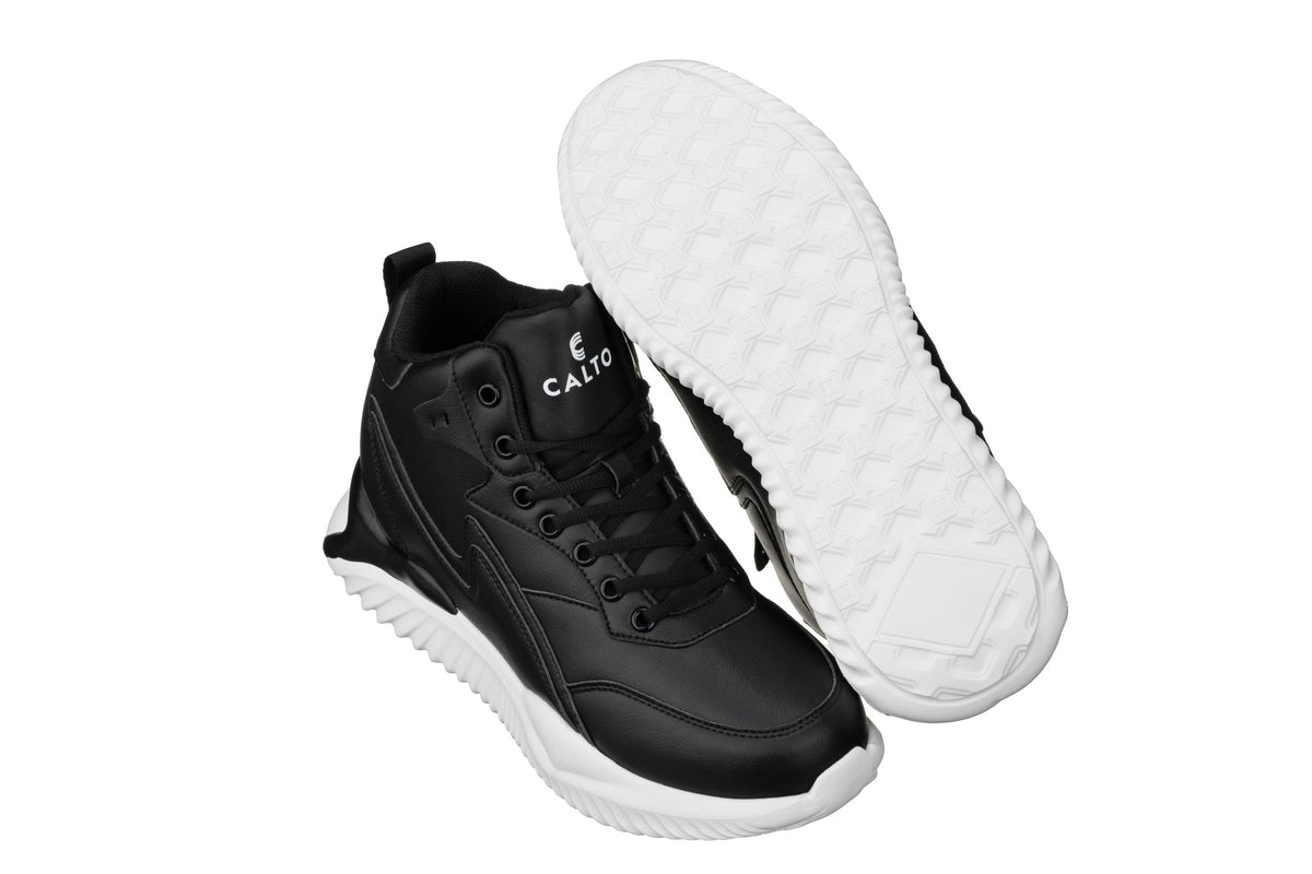 CALTO S3060 4-Inch Taller Black Lightweight Sneakers