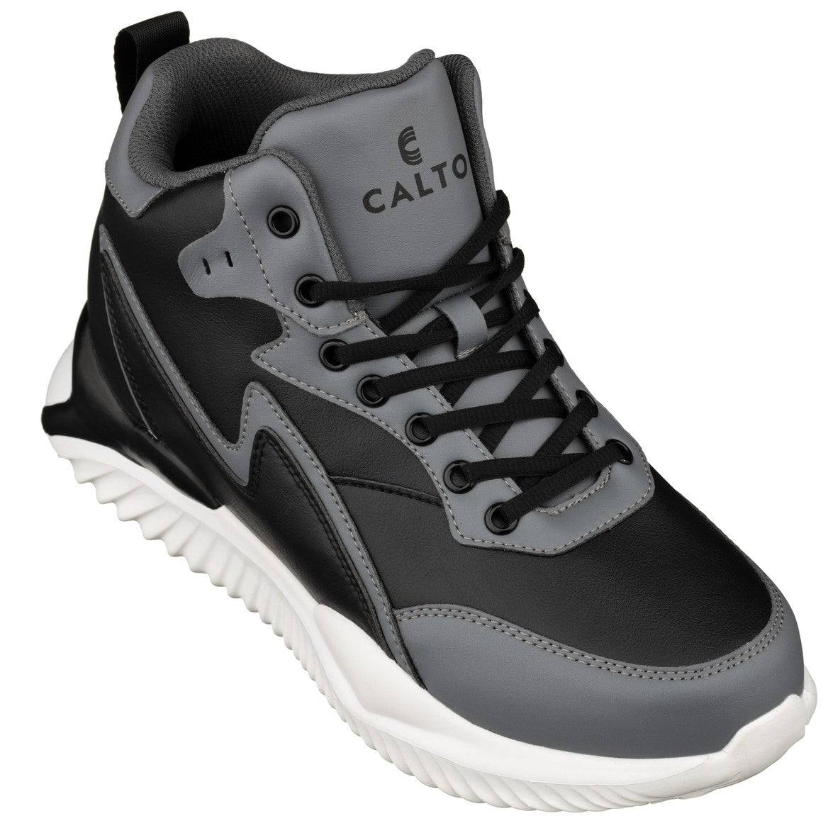 CALTO S3061 4-Inch Taller Black/Grey Lightweight Sneakers