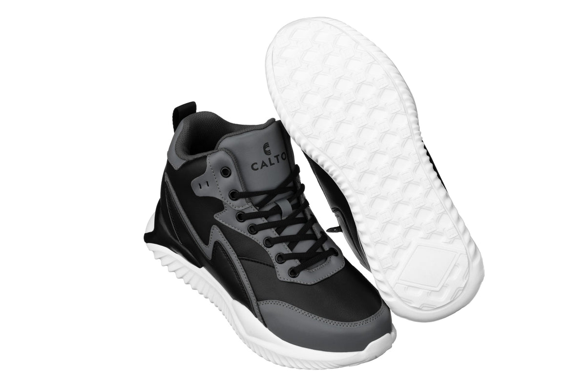 CALTO S3061 4-Inch Taller Black/Grey Lightweight Sneakers