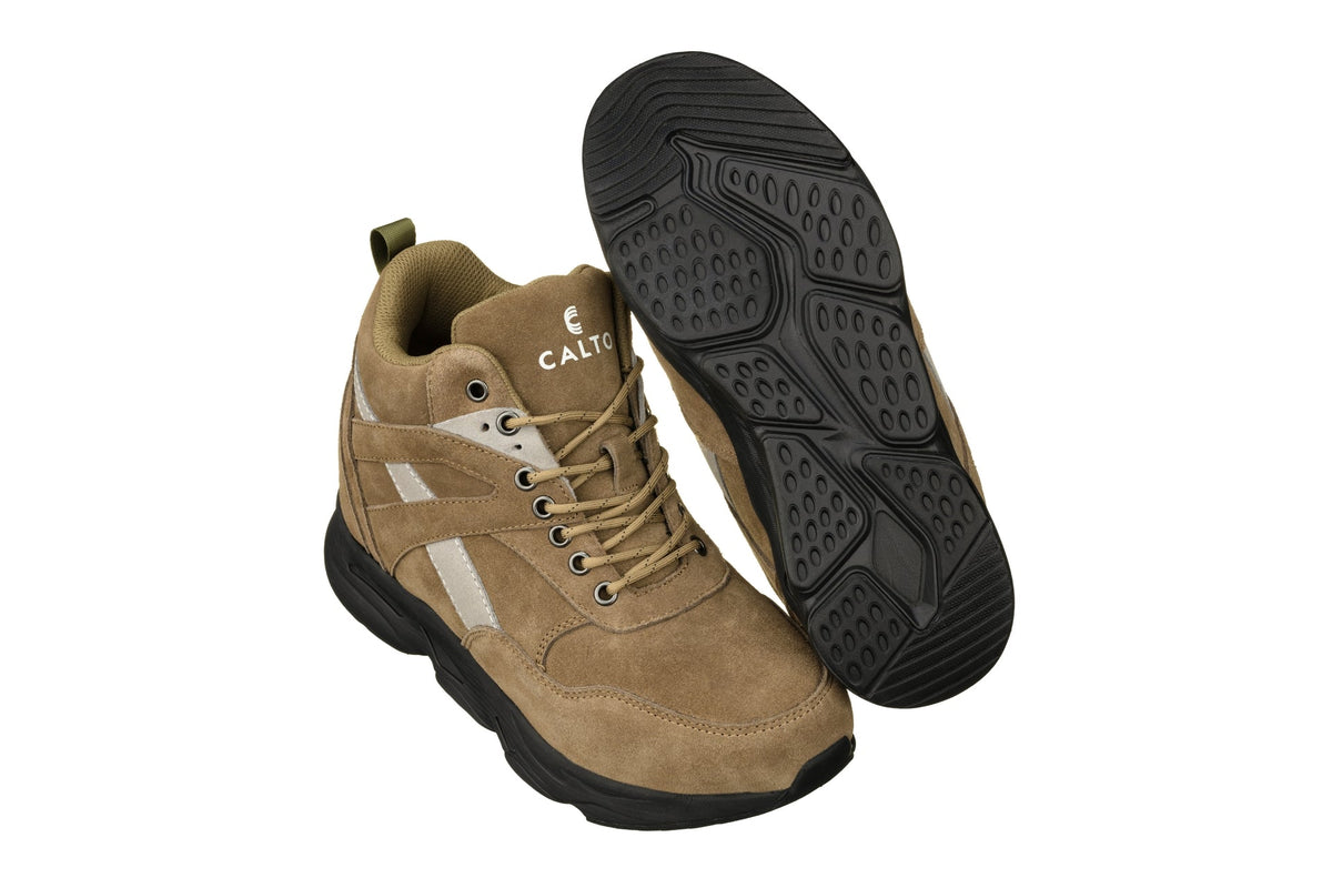 CALTO S33596 4-Inch Taller Olive Green Sneakers