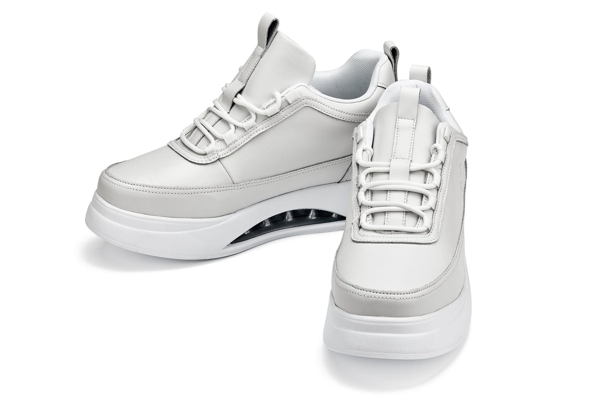 CALTO S4926 3.2-Inch Taller Bone/White Sole Chunky Elevated Platform Sneakers
