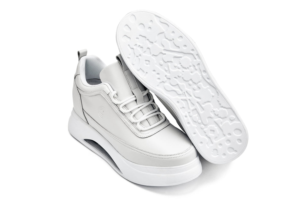 CALTO S4926 3.2-Inch Taller Bone/White Sole Chunky Elevated Platform Sneakers