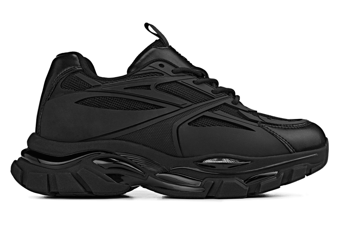 CALTO S5282 2.6-Inch Taller Jet Black/Onyx Sole Chunky Sole Sporty Sneakers