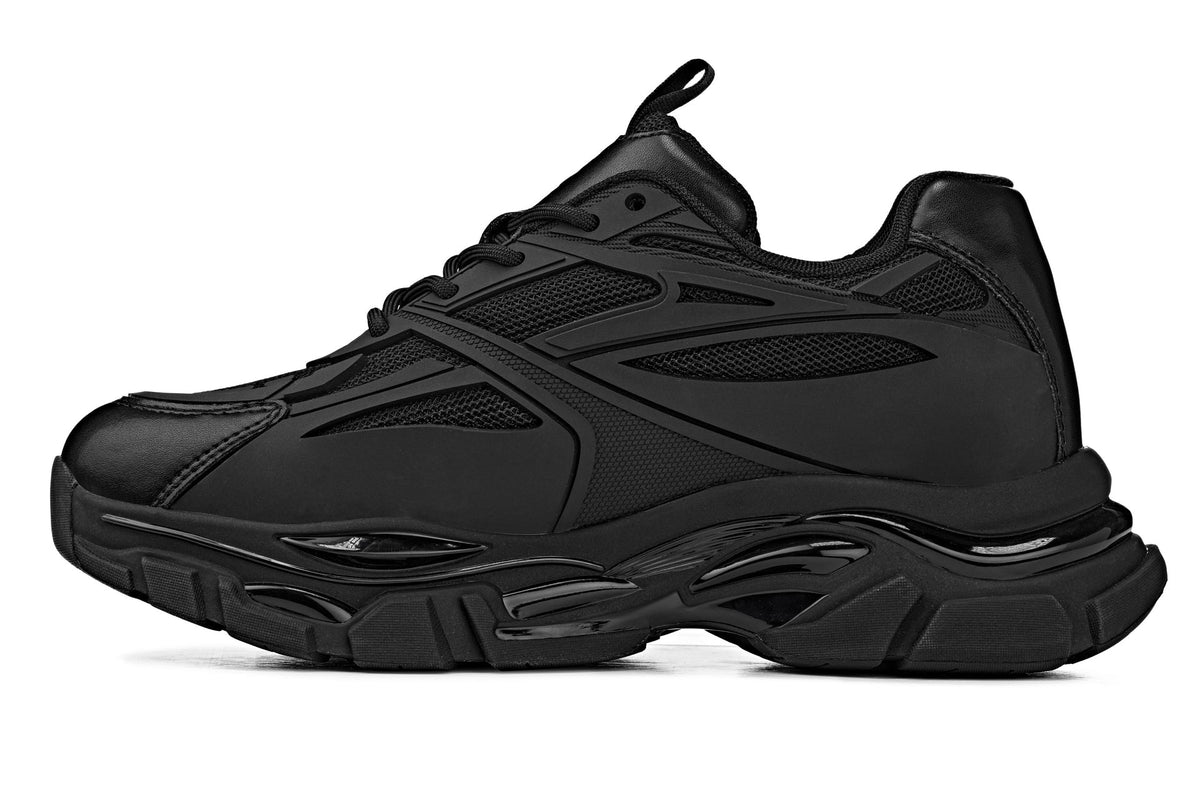 CALTO S5282 2.6-Inch Taller Jet Black/Onyx Sole Chunky Sole Sporty Sneakers