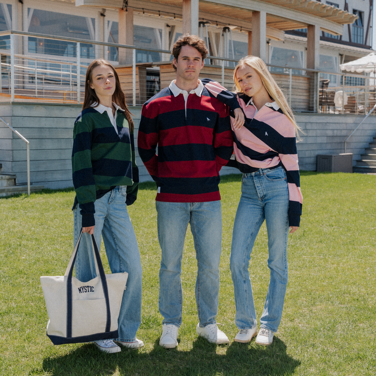 Classic Striped Rugby Shirt in Cranberry and Navy