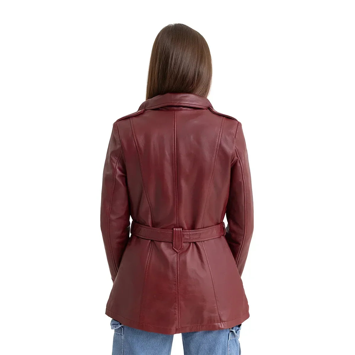 Juliette Women's Asymmetrical Leather Trench Coat