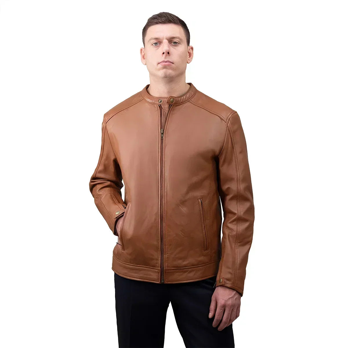 Lucas Men's Lambskin Leather Moto Jacket