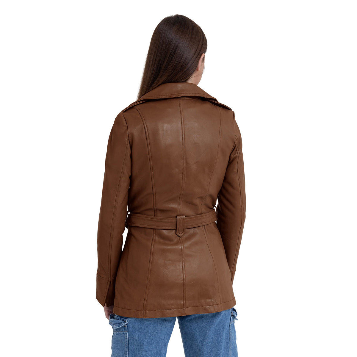 Juliette Women's Asymmetrical Leather Trench Coat