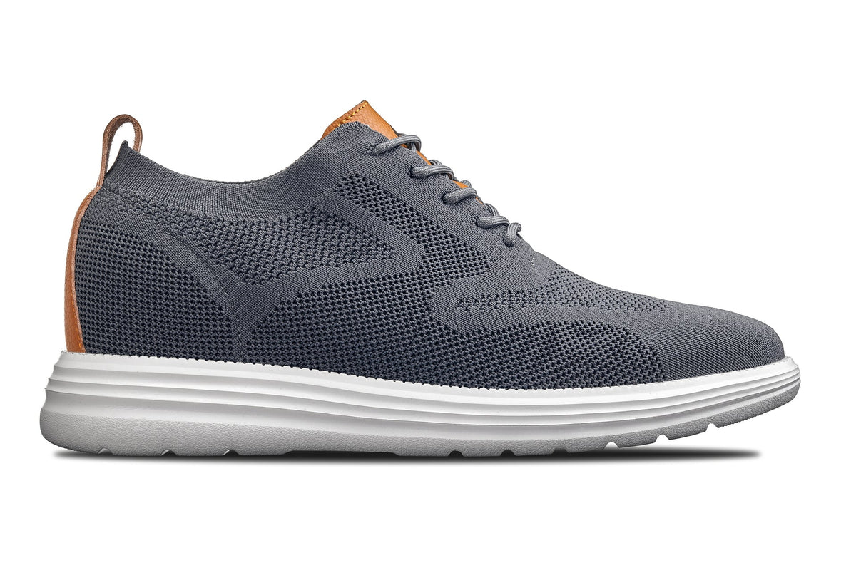 CALTO X2636 2.8-Inch Taller Iron Grey/Brown Lace-Up Casual Walker – Lightweight