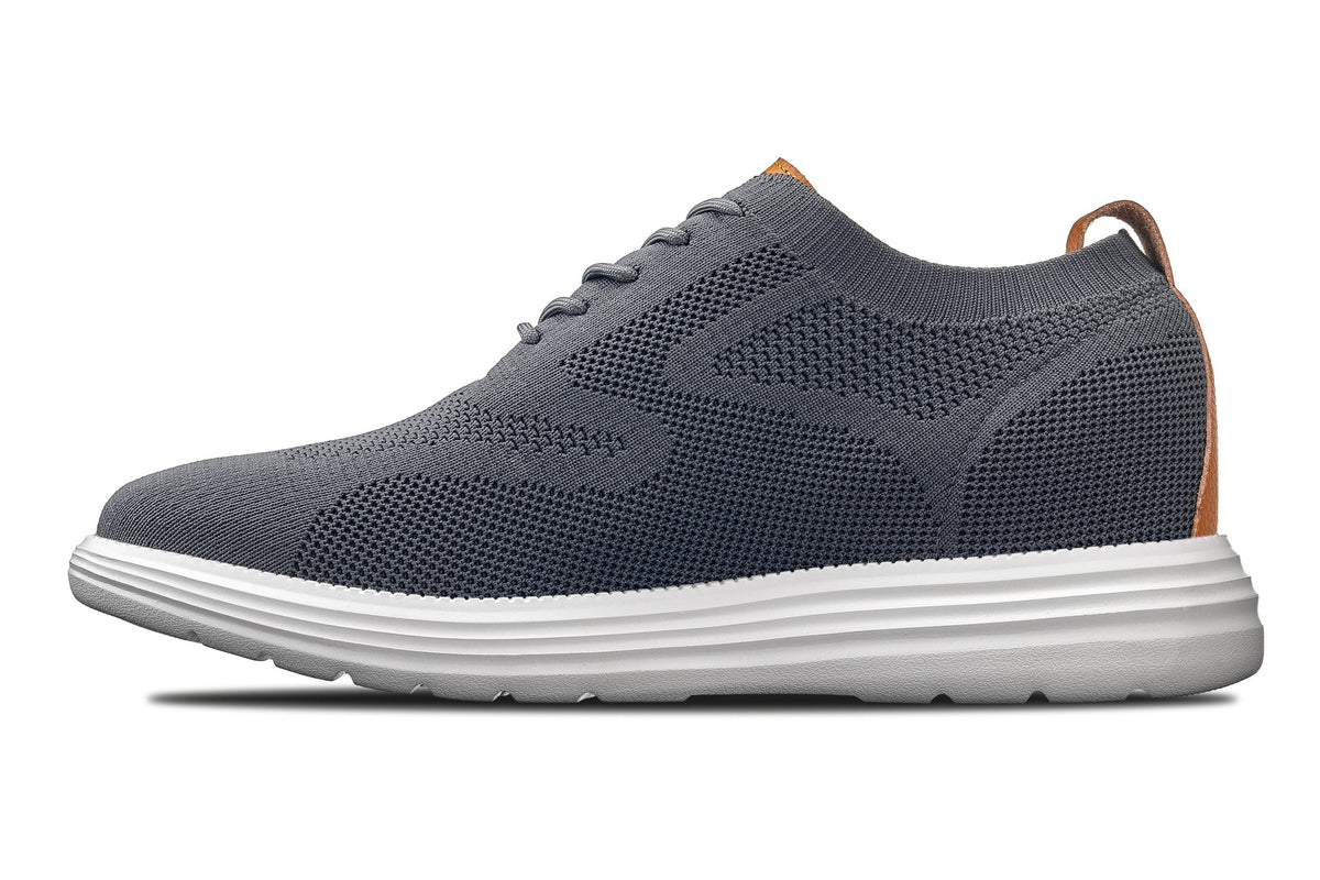CALTO X2636 2.8-Inch Taller Iron Grey/Brown Lace-Up Casual Walker – Lightweight