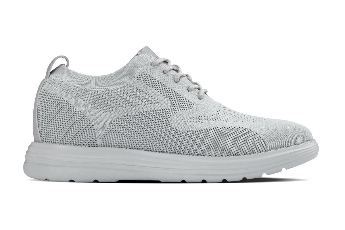 CALTO X2640 2.8-Inch Taller Pewter/Light Grey Sole Lace-Up Casual Walker – Lightweight