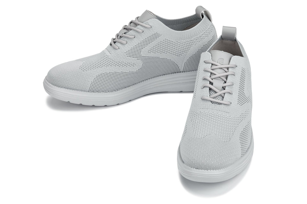 CALTO X2640 2.8-Inch Taller Pewter/Light Grey Sole Lace-Up Casual Walker – Lightweight