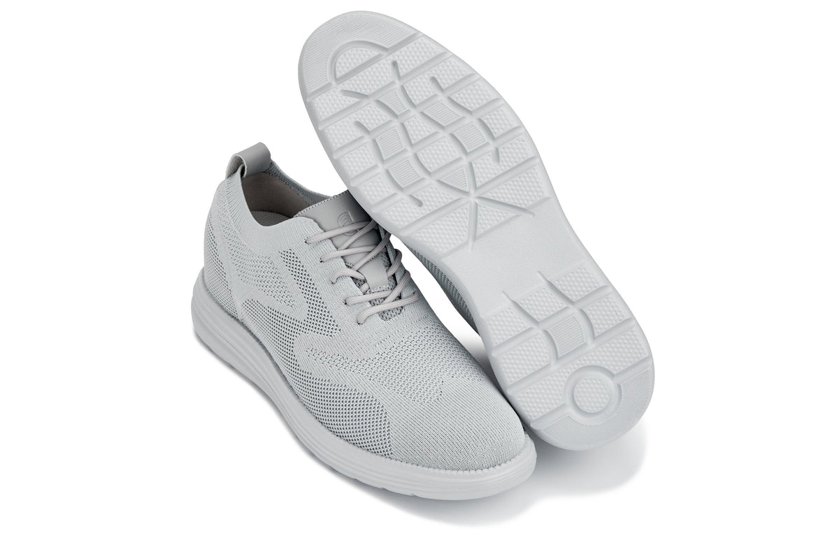 CALTO X2640 2.8-Inch Taller Pewter/Light Grey Sole Lace-Up Casual Walker – Lightweight