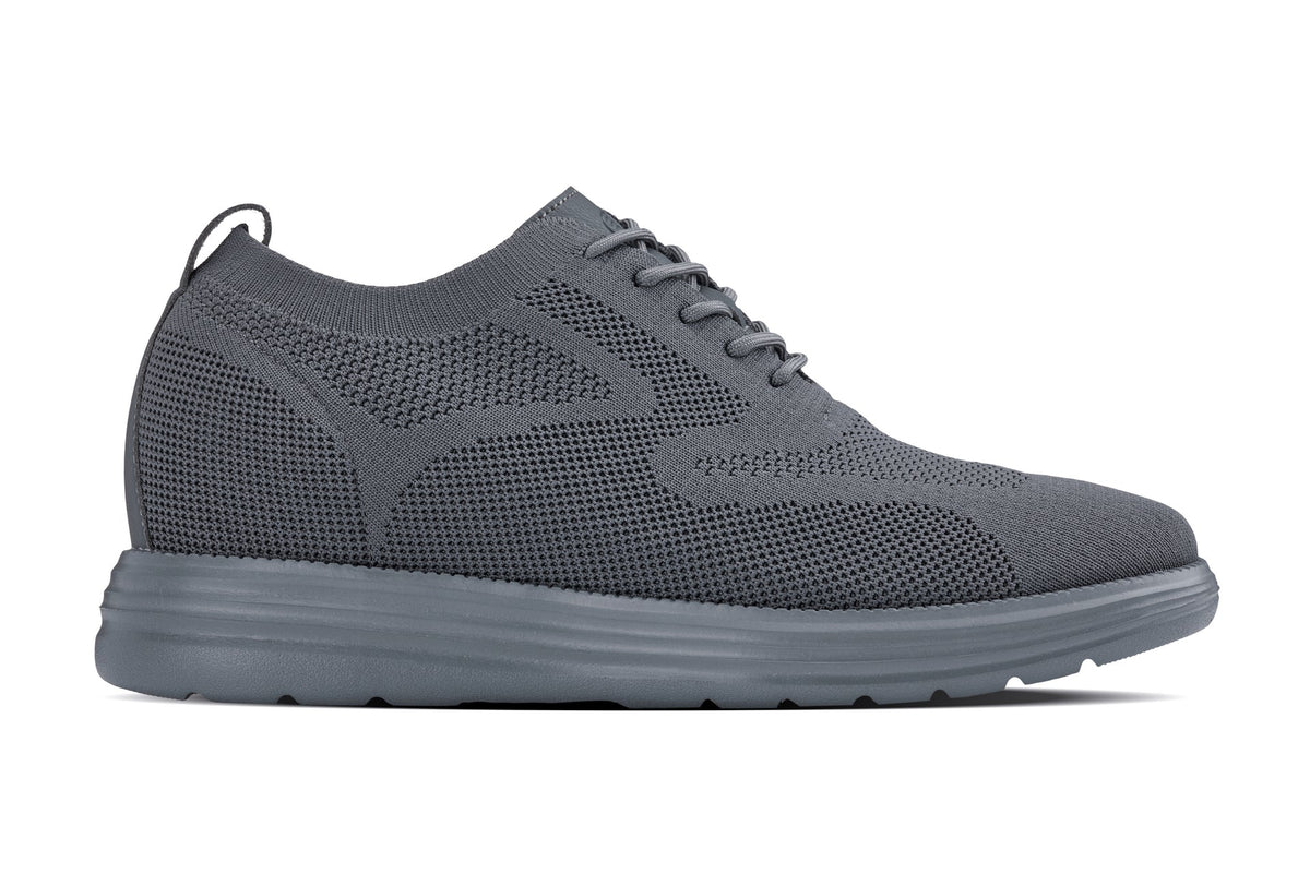 CALTO X2641 2.8-Inch Taller Iron/Dark Grey Sole Lace-Up Casual Walker – Lightweight
