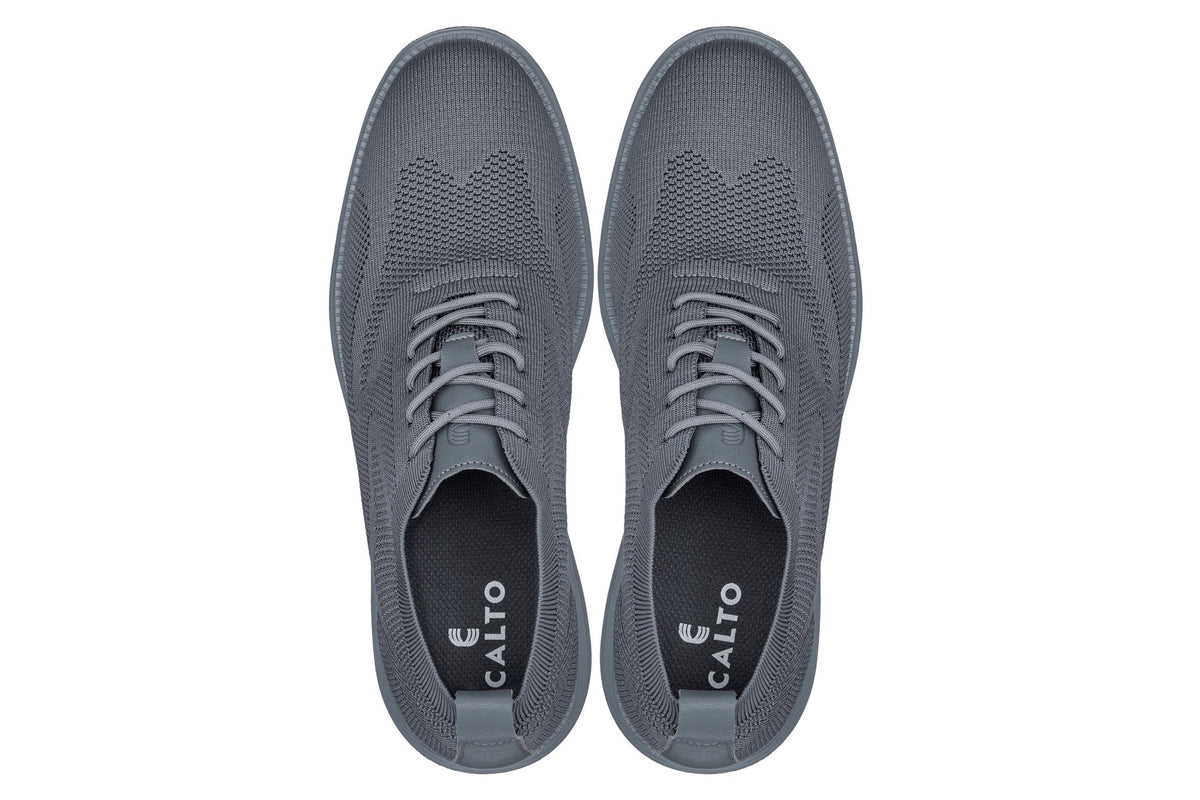 CALTO X2641 2.8-Inch Taller Iron/Dark Grey Sole Lace-Up Casual Walker – Lightweight