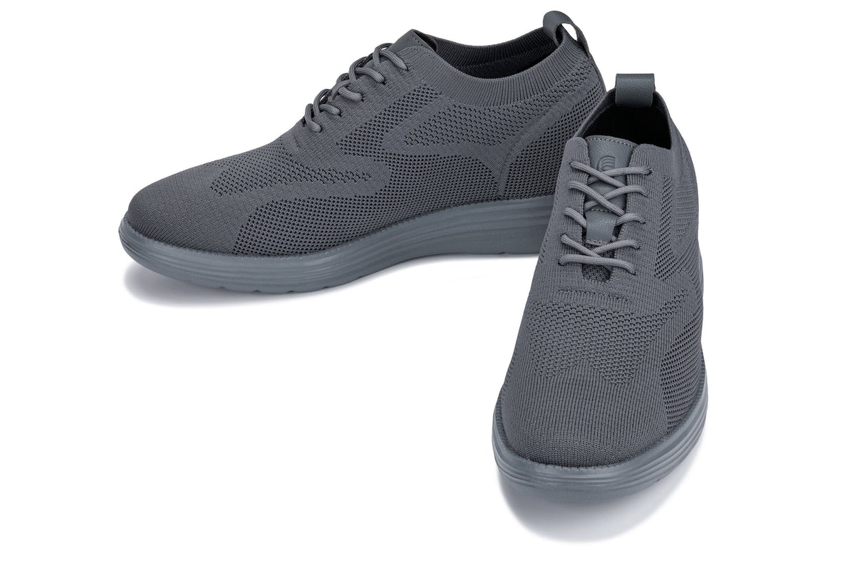 CALTO X2641 2.8-Inch Taller Iron/Dark Grey Sole Lace-Up Casual Walker – Lightweight