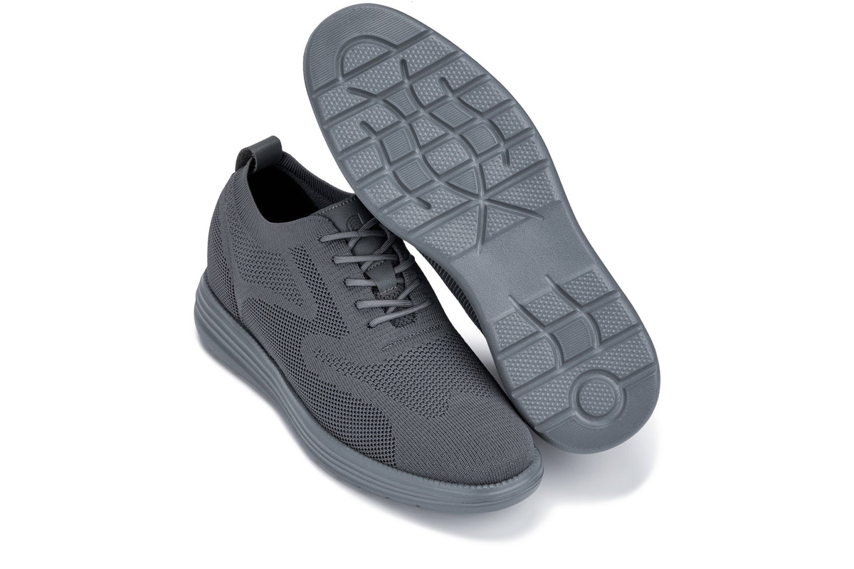 CALTO X2641 2.8-Inch Taller Iron/Dark Grey Sole Lace-Up Casual Walker – Lightweight