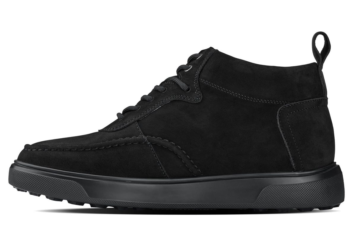 CALTO Y7113 2.8-Inch Taller Black Nubuck Suede Moc-Toe Sneak-Boots