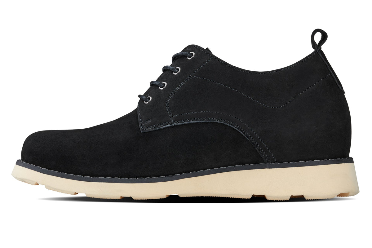 CALTO Y7261 2.8-Inch Taller Black Nubuck Upper Wedge Sole Work Boots
