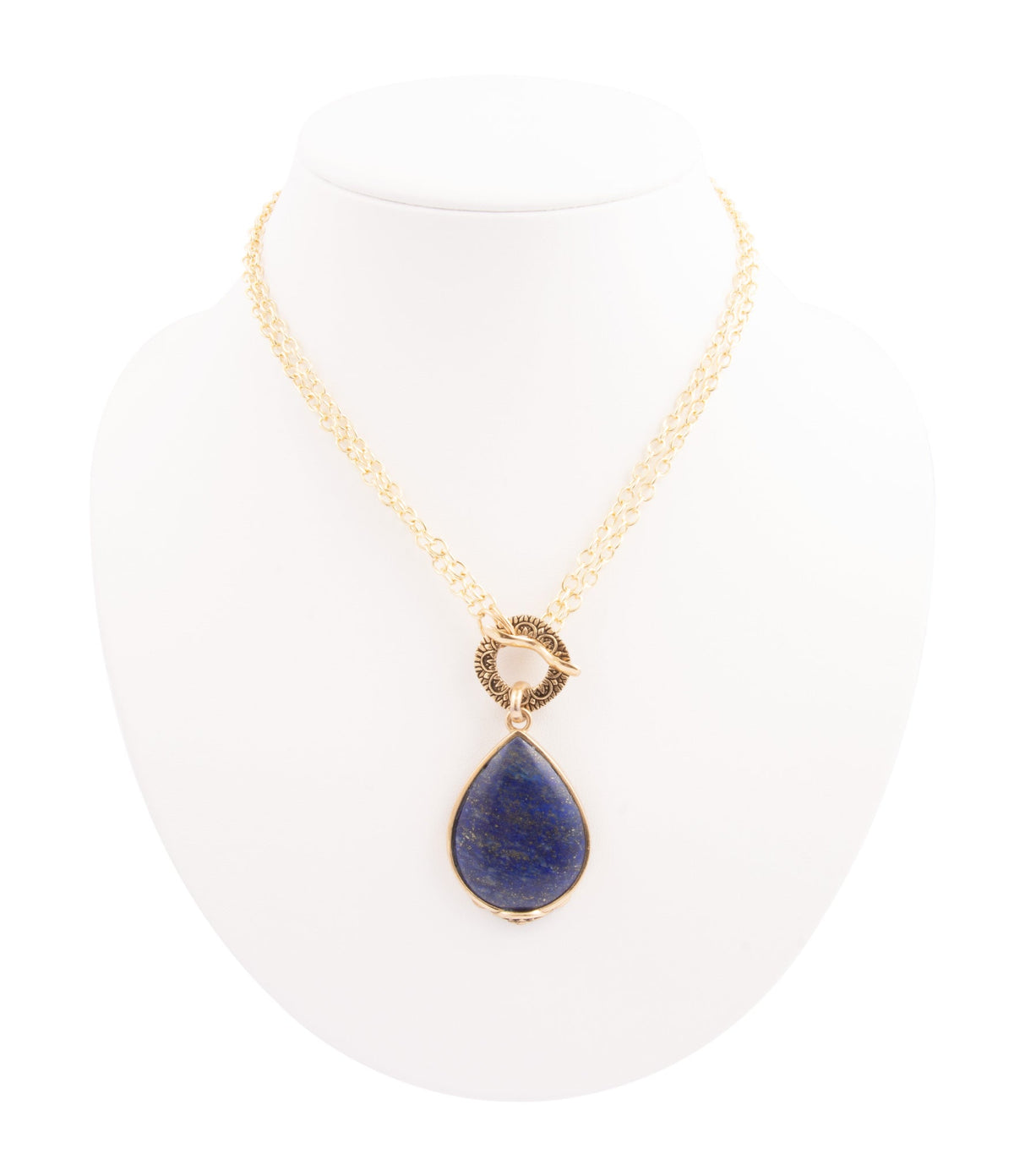 Abby Blue Lapis and Golden Bronze Pendant Necklace