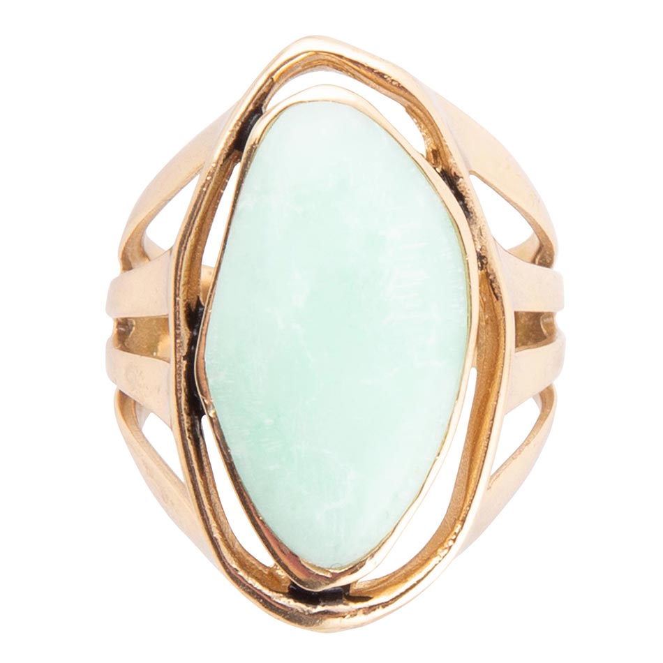 Abstract Green Chrysoprase and Golden Ring