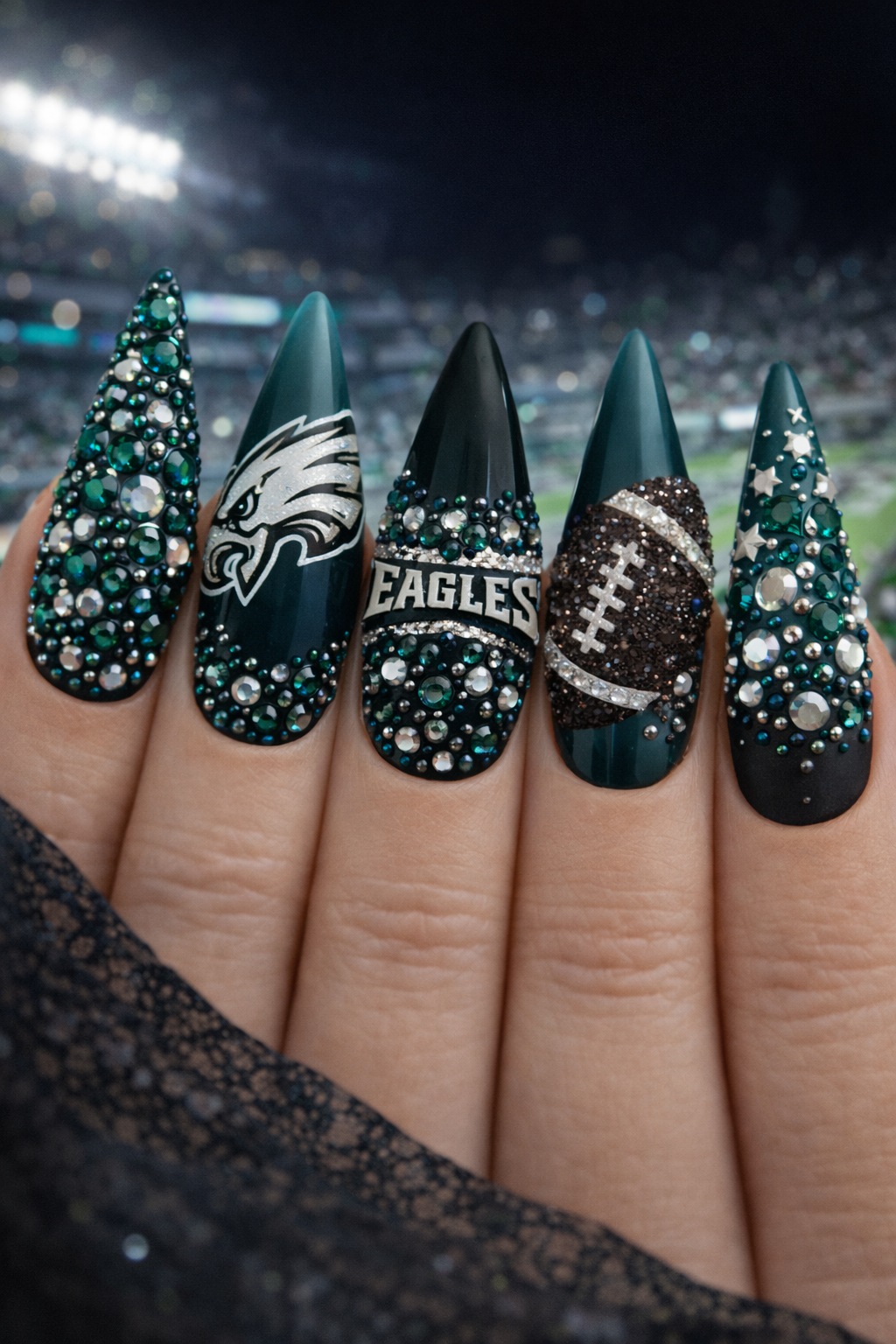 Queen - Emerald Green Rhinestone Gems Duo Set - #20