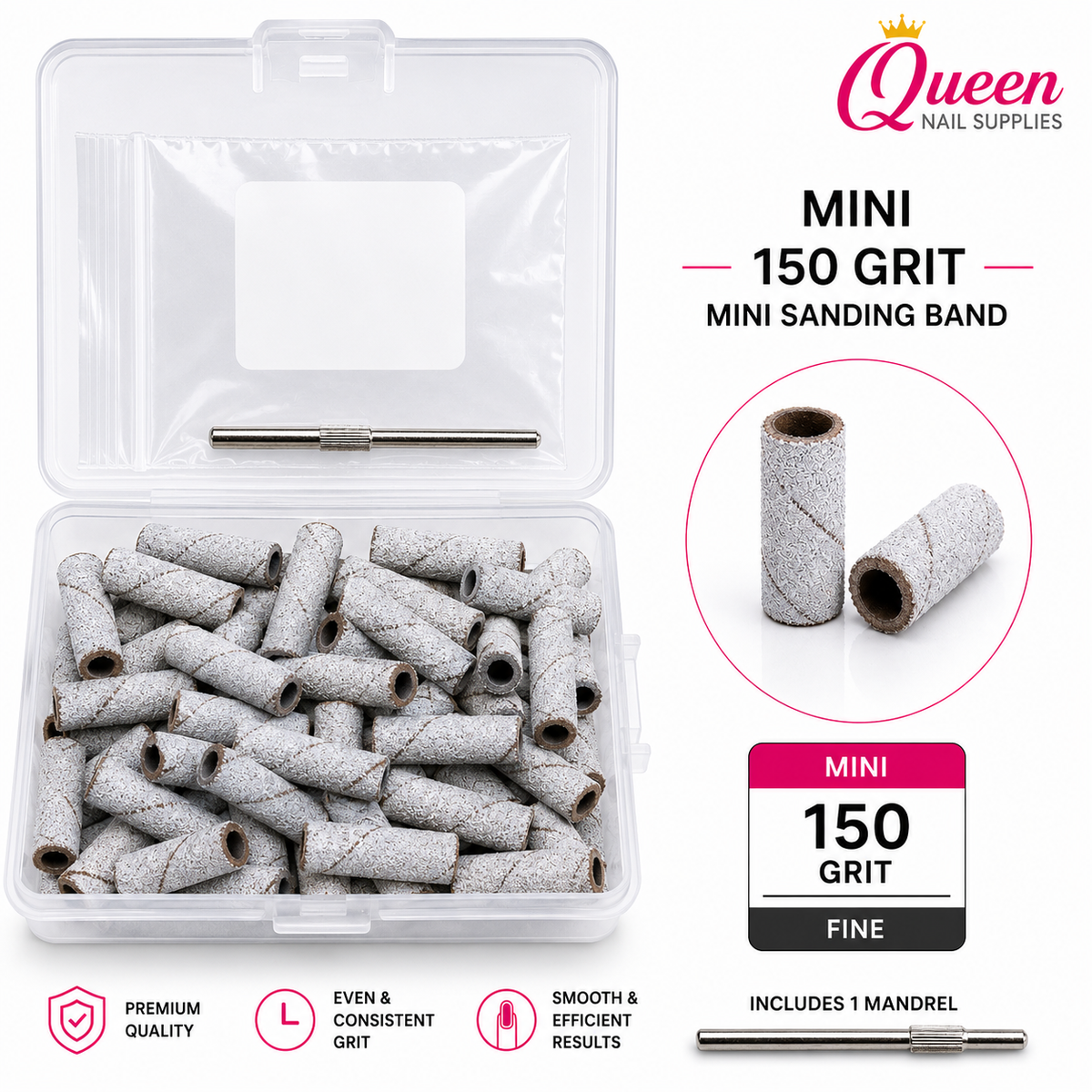 Gel-Le Mini 2XL White Sanding Bands 50pc - Medium 150 Grit