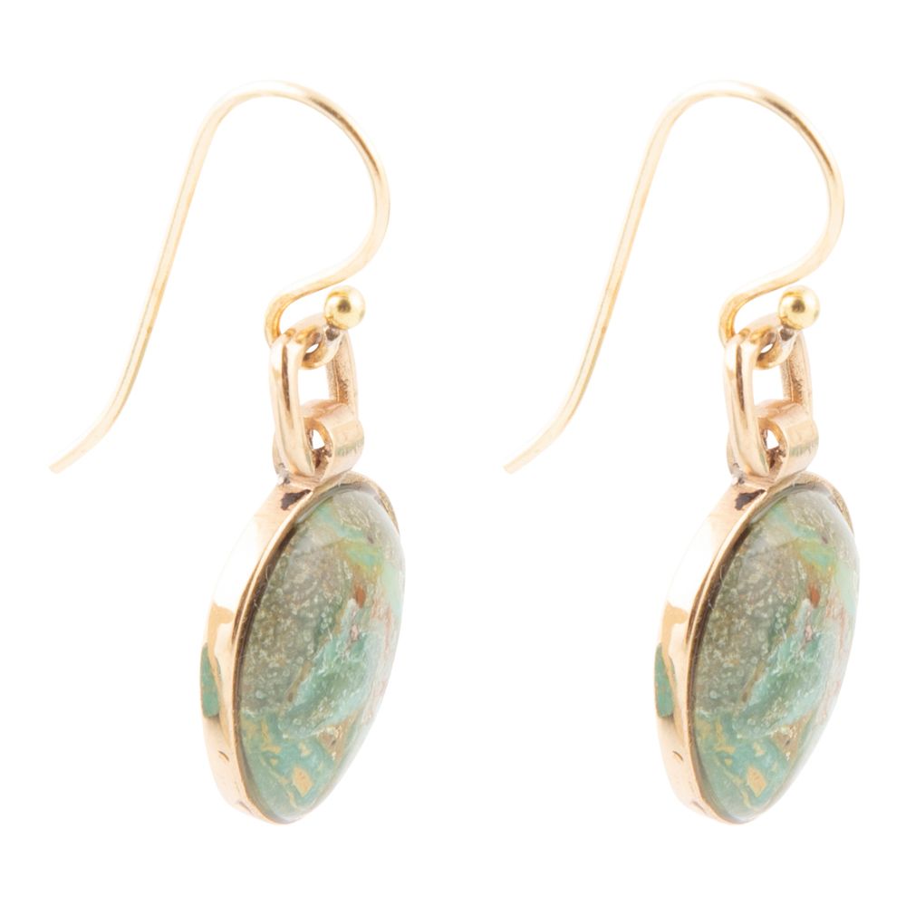 Drops of Blue Turquoise Golden Bronze Drop Earrings