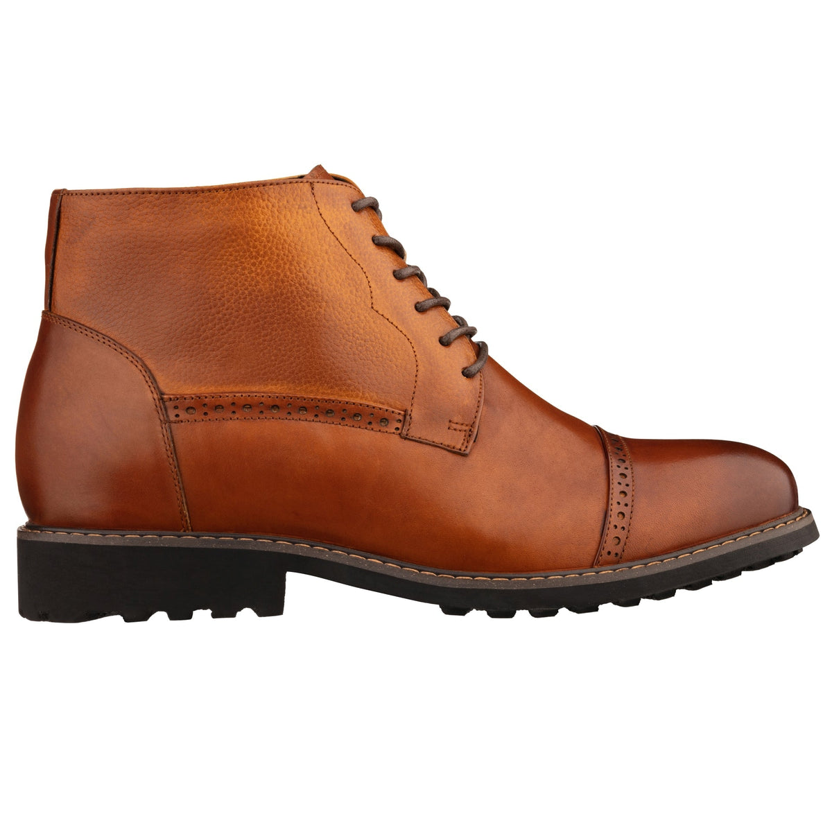 CALTO Y41085 Lace-Up Casual Boots – 3.2 Inch Height Increase (Brown)