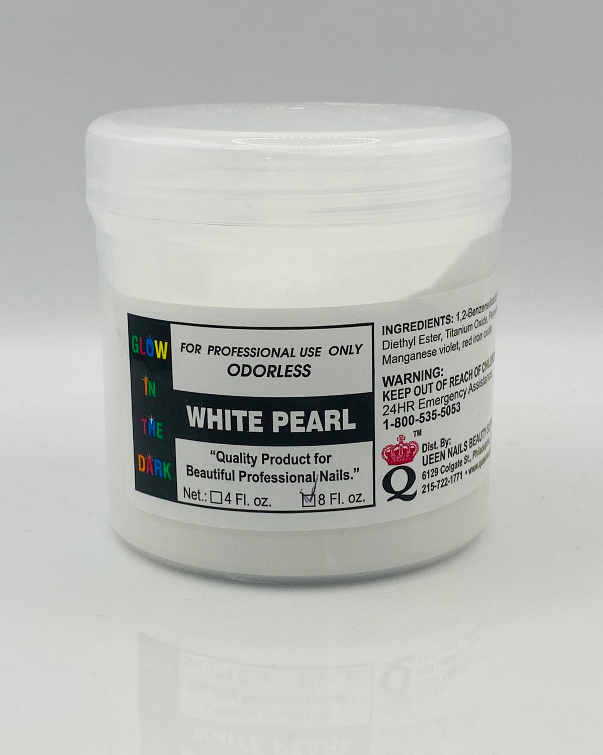 Glow in the Dark - Acrylic Powder - White Pearl 08oz