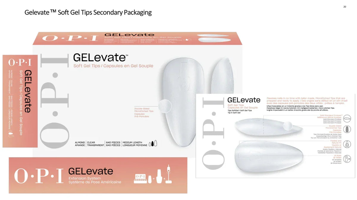 OPI GELevate Soft Gel Tips 640-Piece Box - Stiletto