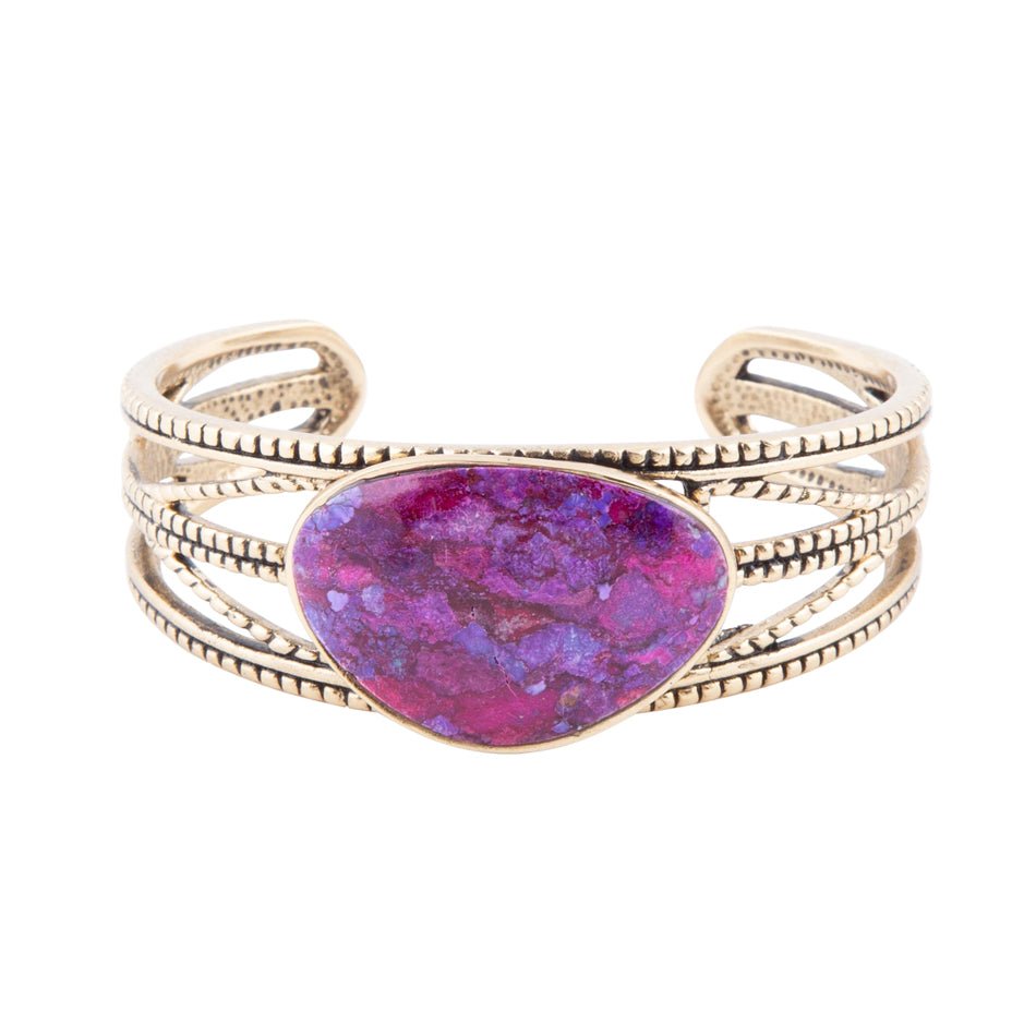 Purple Turquoise Golden Roped Cuff Bracelet