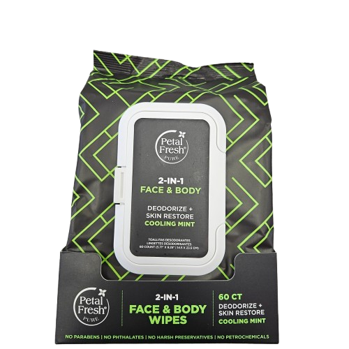 Petal Fresh - 2-in-1 Face & Body Wipes - Cooling Mint