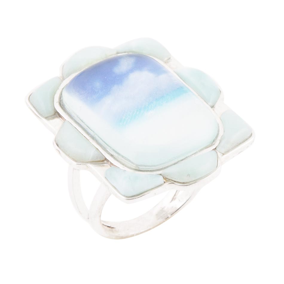 Scenic Beach Blue Larimar and Sterling Silver Ring