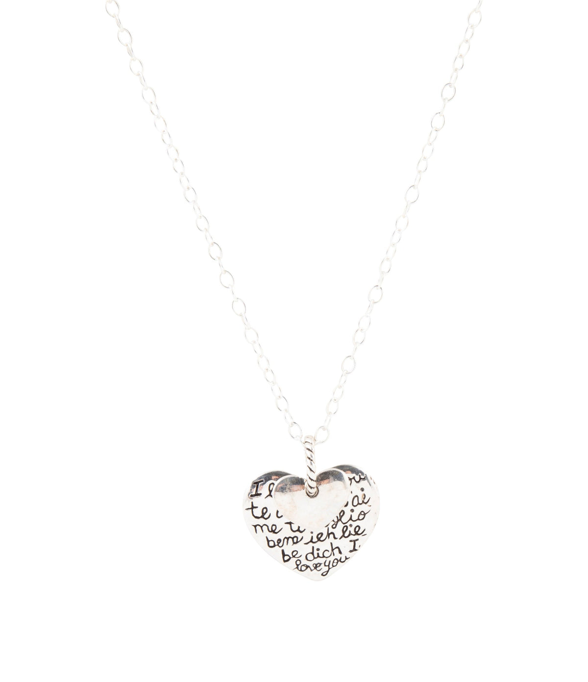 Sterling Silver Engraved Heart Pendant Necklace