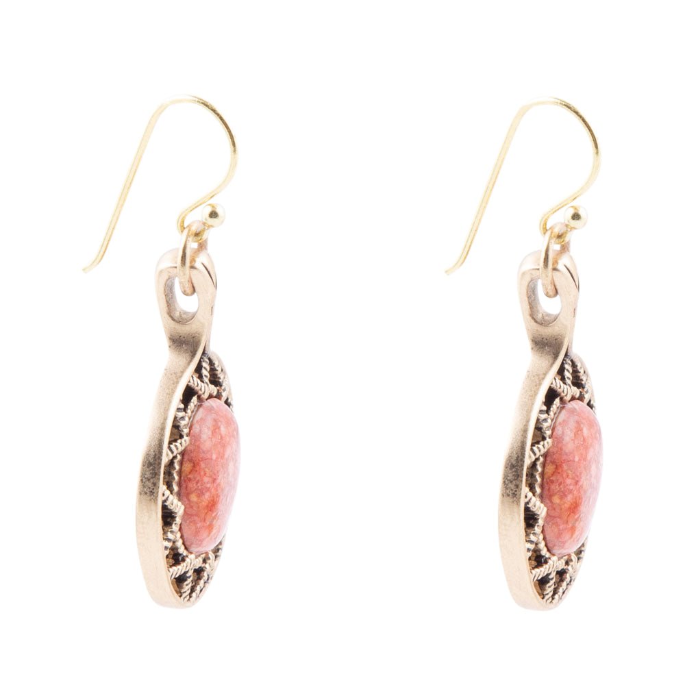 Sun Orange Sponge Coral Golden Bronze Drop Earrings
