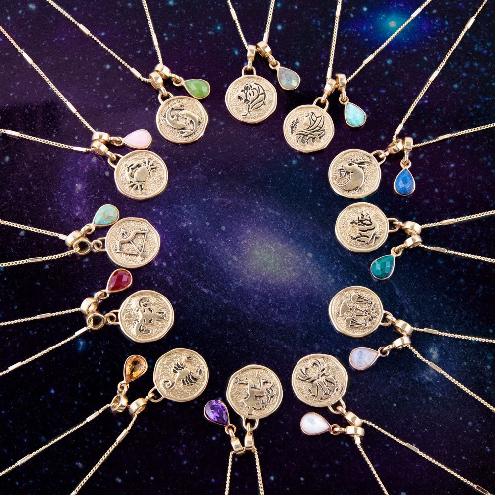 Taurus Zodiac Green Malachite Golden Charm Necklace