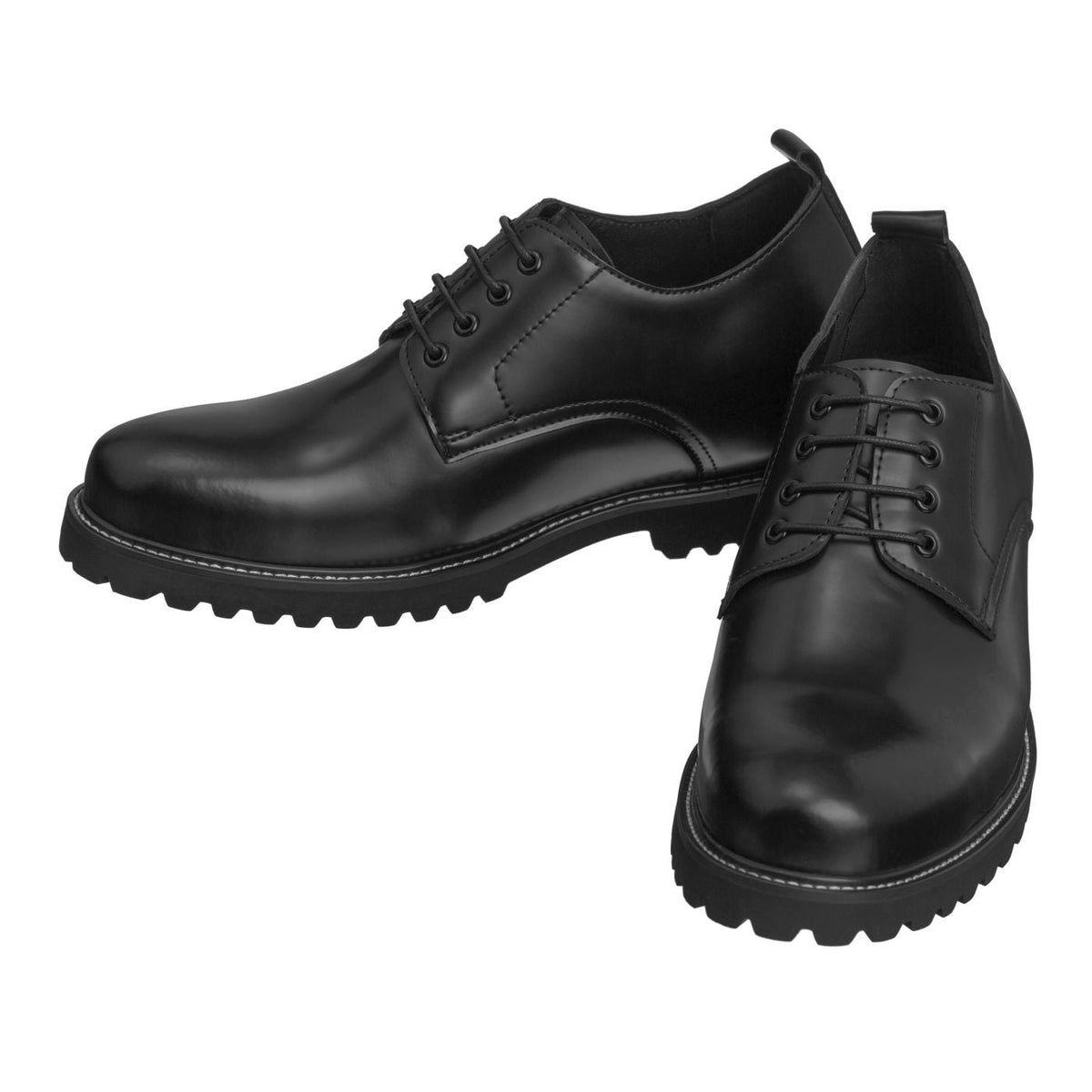 CALTO S9118 3-Inch Taller Black Leather Elevator Work Shoes