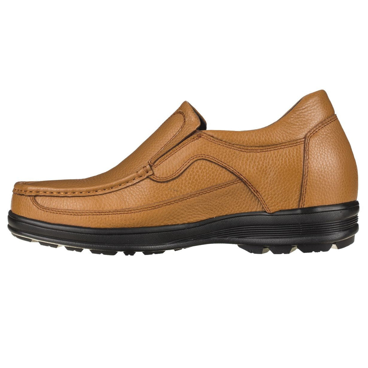 CALTO G1829 3.2-Inch Taller Lightweight Boat Loafers (Tan Brown)