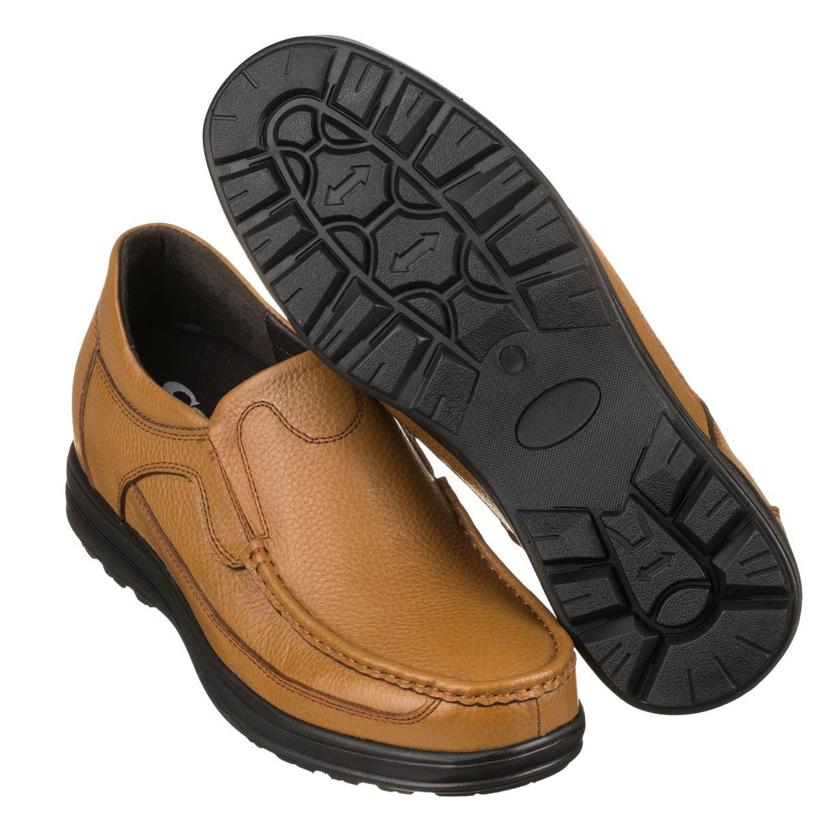 CALTO G1829 3.2-Inch Taller Lightweight Boat Loafers (Tan Brown)
