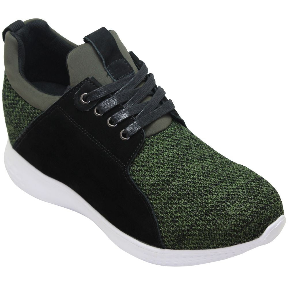 CALTO H71921 Men's Elevator Sneakers – 3.2 Inches Taller (Army Green) – Super Lightweight