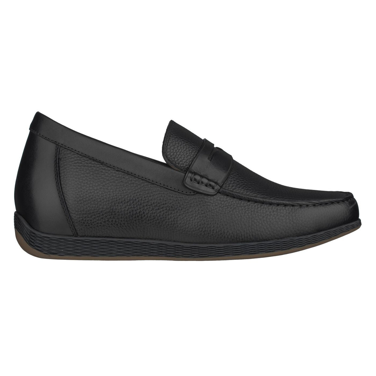 CALTO S1090 Black Penny Loafer Elevator Shoes – 2.4 Inches Taller