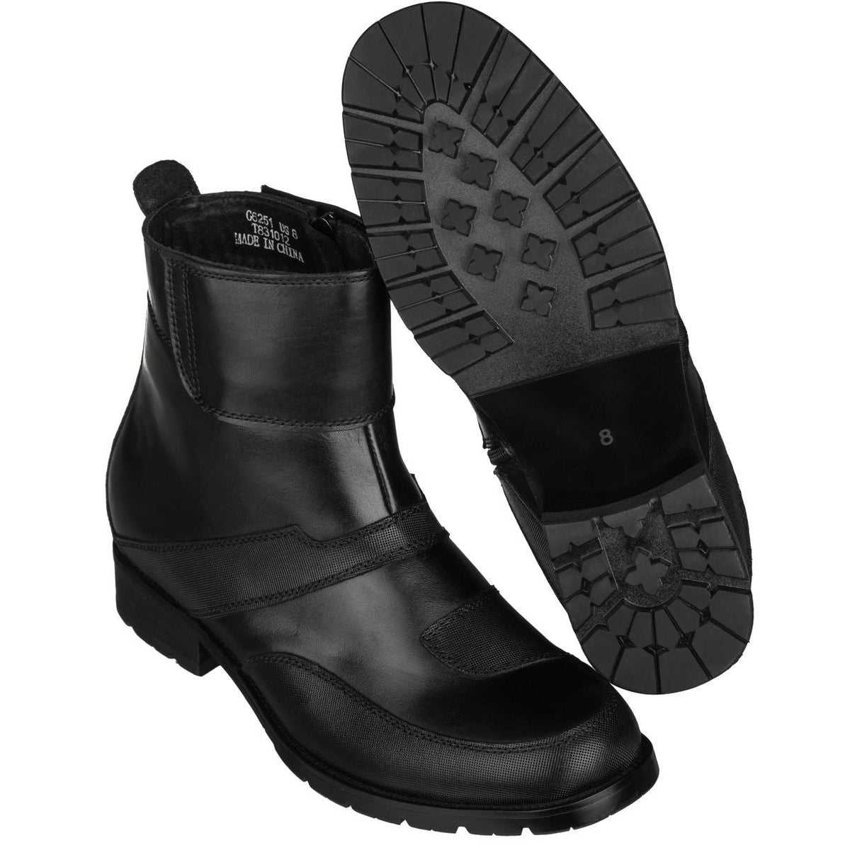 CALTO G6251 Elevator Motorcycle Boots – 3.3 Inch Height Boost, Black
