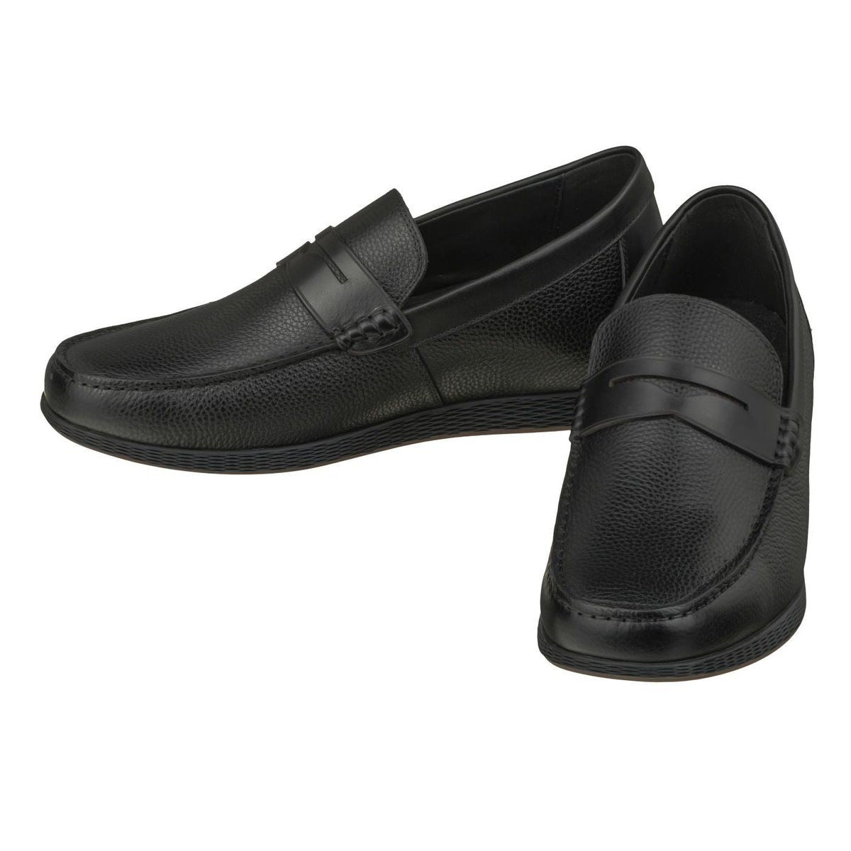 CALTO S1090 Black Penny Loafer Elevator Shoes – 2.4 Inches Taller