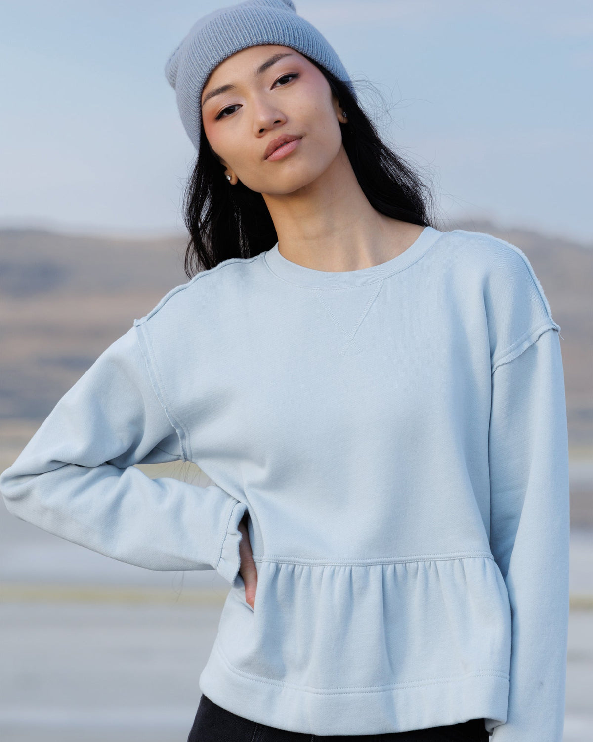 Country Peplum Crew Sweatshirt