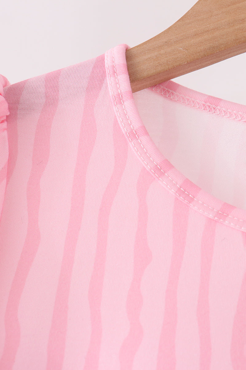 Pink Ghost Applique Striped Pants Set