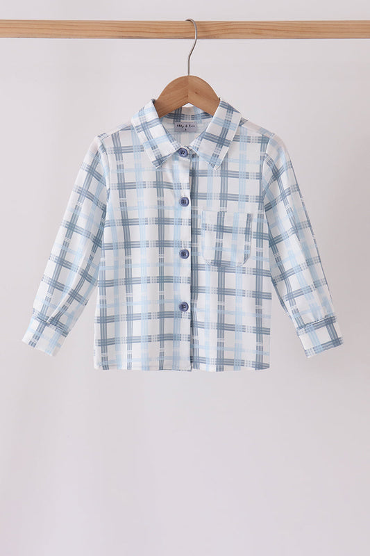 Blue Plaid Button-Down Shirt